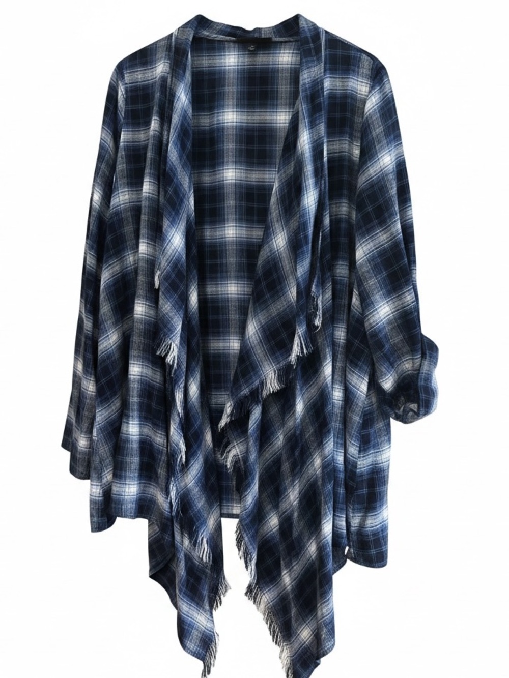 Lane Bryant Plaid Flannel Look Lightweight Draped Open Front Shirt Jacket 14/16